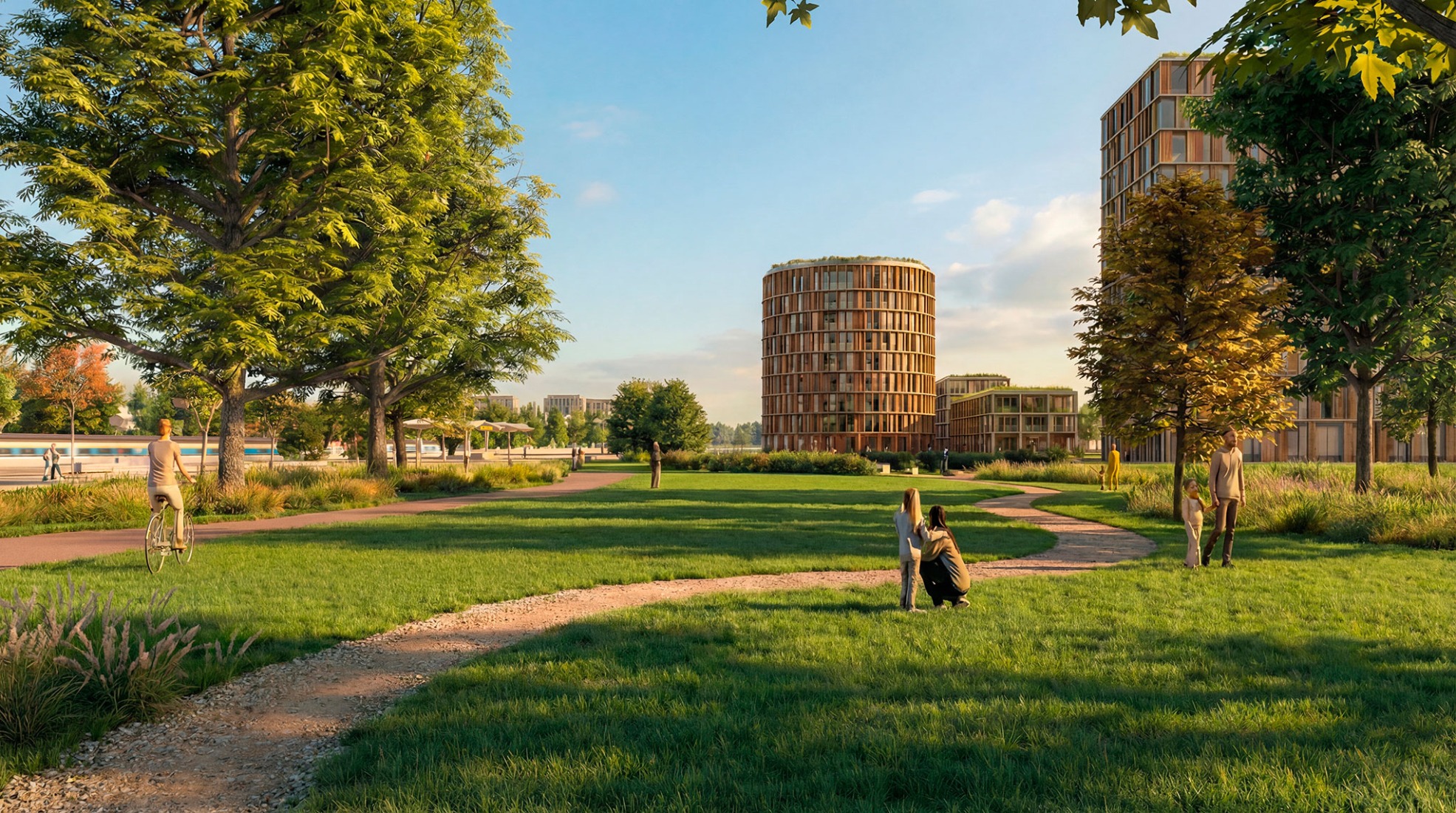 Rákosrendező Masterplan by Coldefy + CITYFÖRSTER + sporaarchitects + TREIBHAUS.LAND + Marko&Placemakers. Rendering by Zoa.