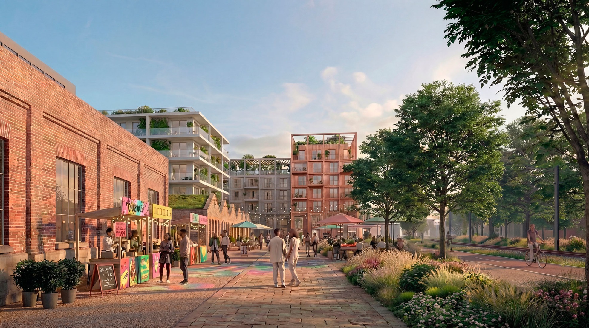 Rákosrendező Masterplan by Coldefy + CITYFÖRSTER + sporaarchitects + TREIBHAUS.LAND + Marko&Placemakers. Rendering by Zoa.