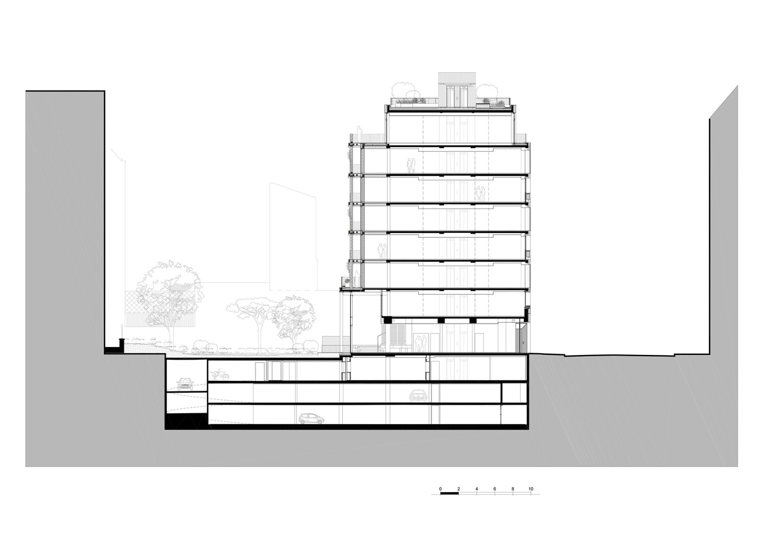 Sección. ADN por DTACC Architectes.