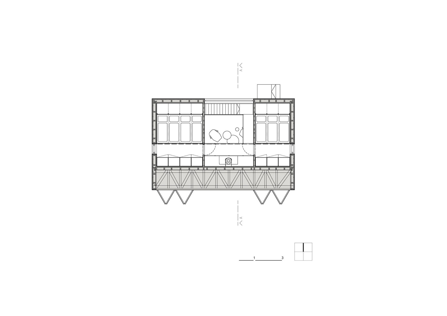Plano de primera planta. Cabaña «Entre la Roca y el Río» por Mimosa.