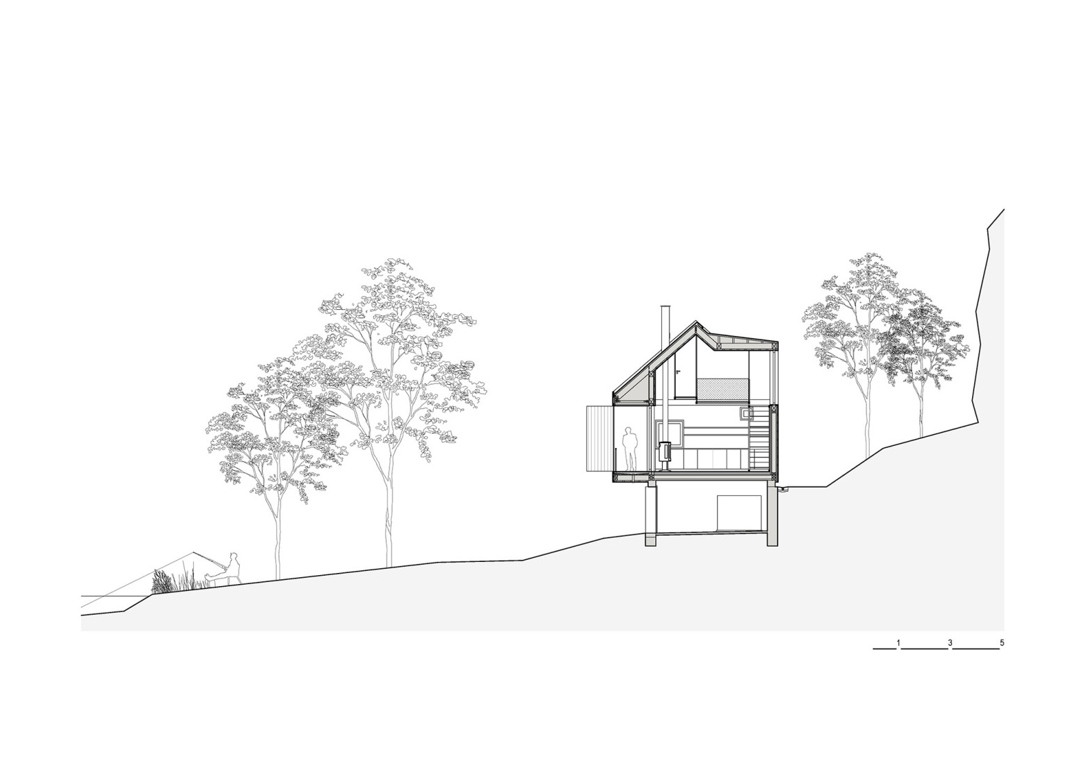 Sección. Cabaña «Entre la Roca y el Río» por Mimosa.