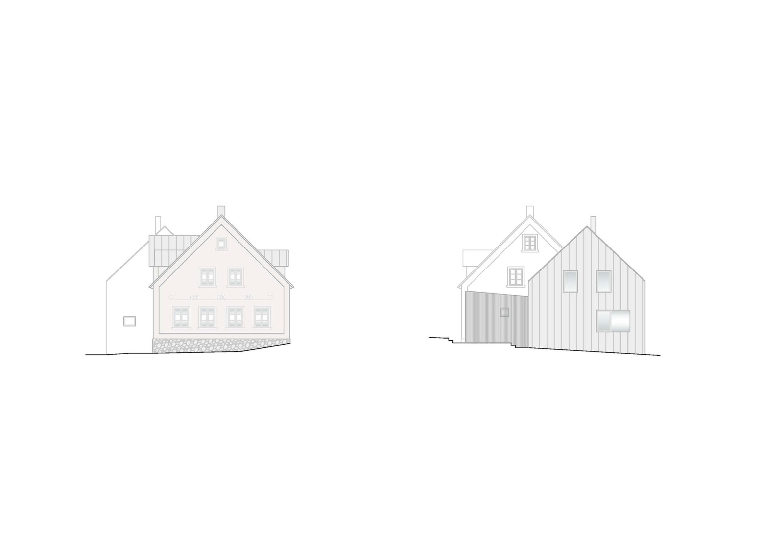Alzados oeste y este. «Resurrección de los Sudetes» por No Architects.