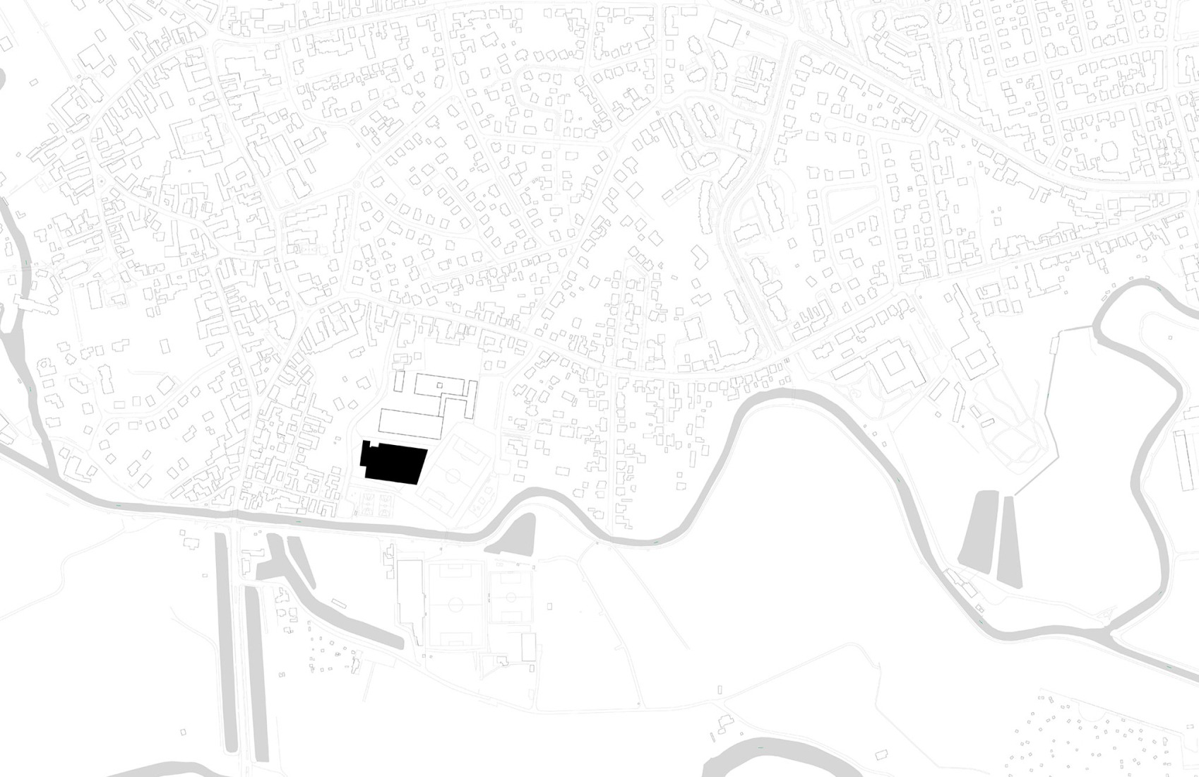 Plano de situación. Complejo Deportivo Katia & Maurice Krafft por RHB architectes.