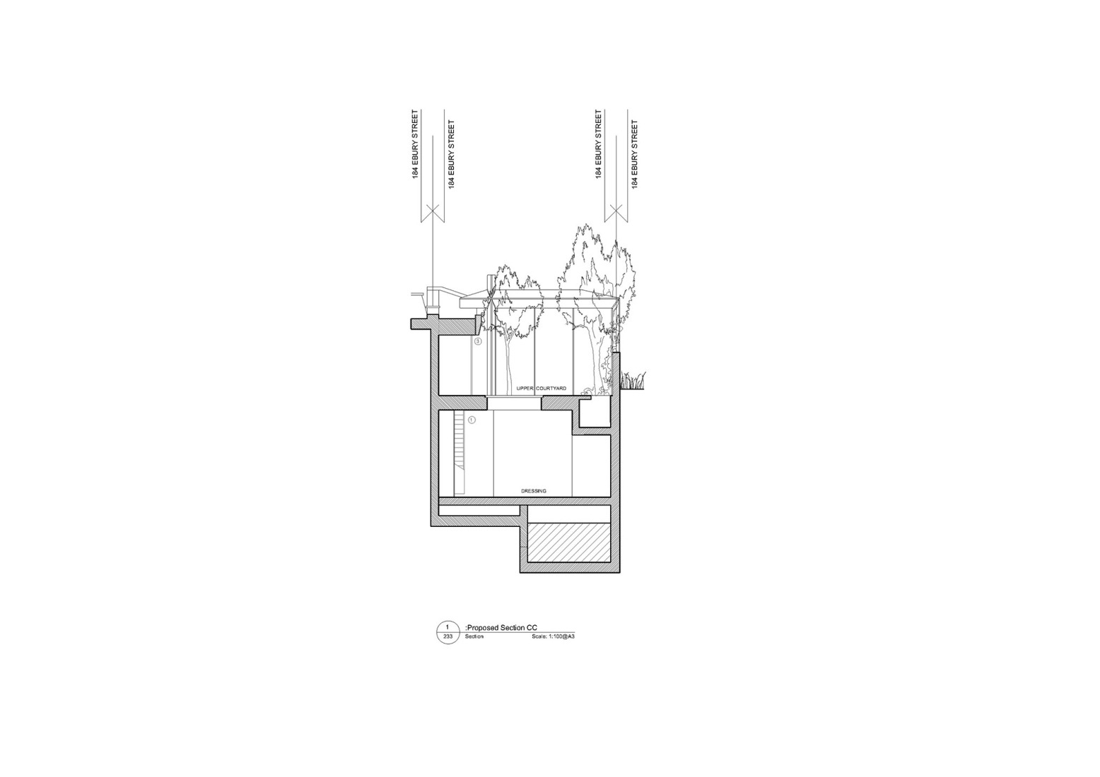 Sección transversal. «Mozart House» por Studio DERA.