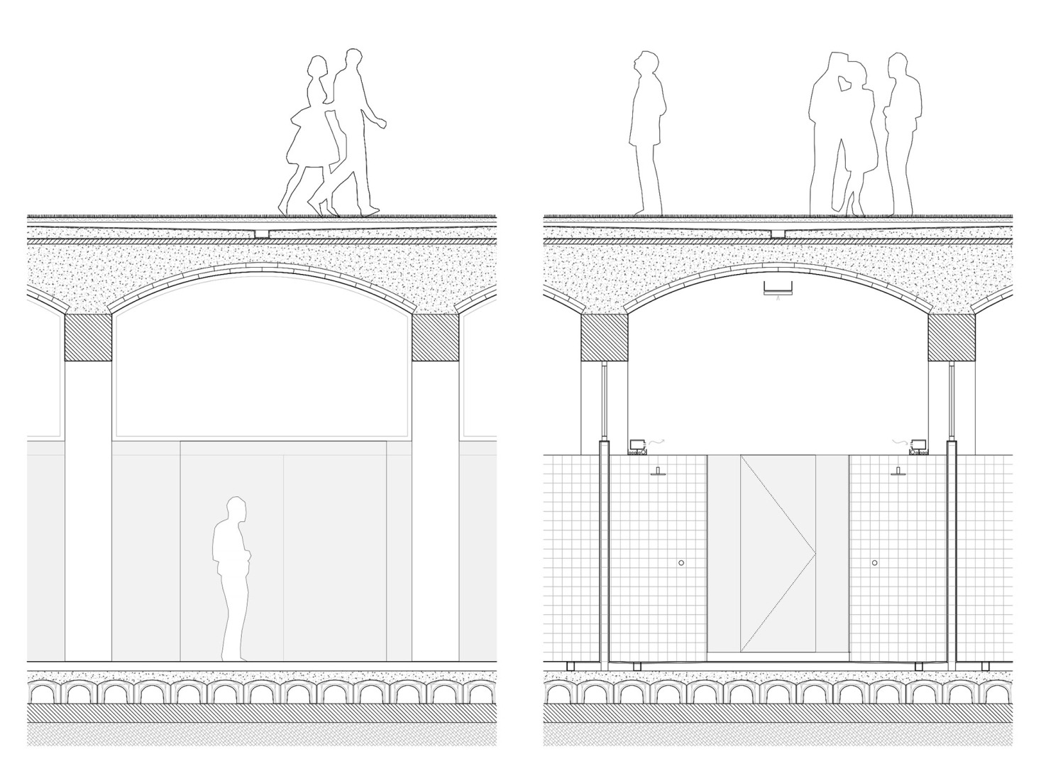 Section detail. Cistern Conversion into Multi-Porpuse Space by Úbeda Valero.