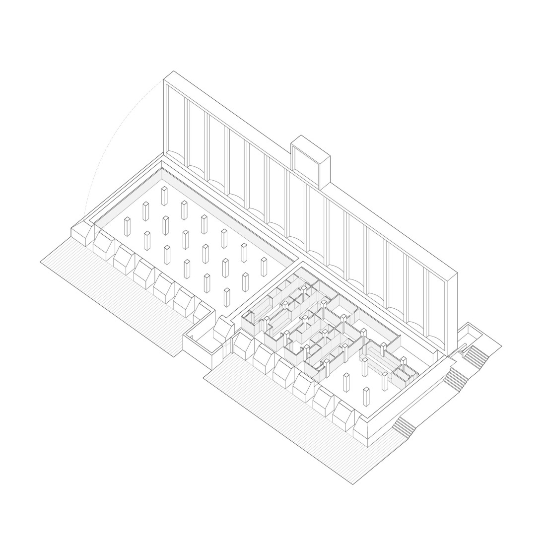 Axonometry. Cistern Conversion into Multi-Porpuse Space by Úbeda Valero.