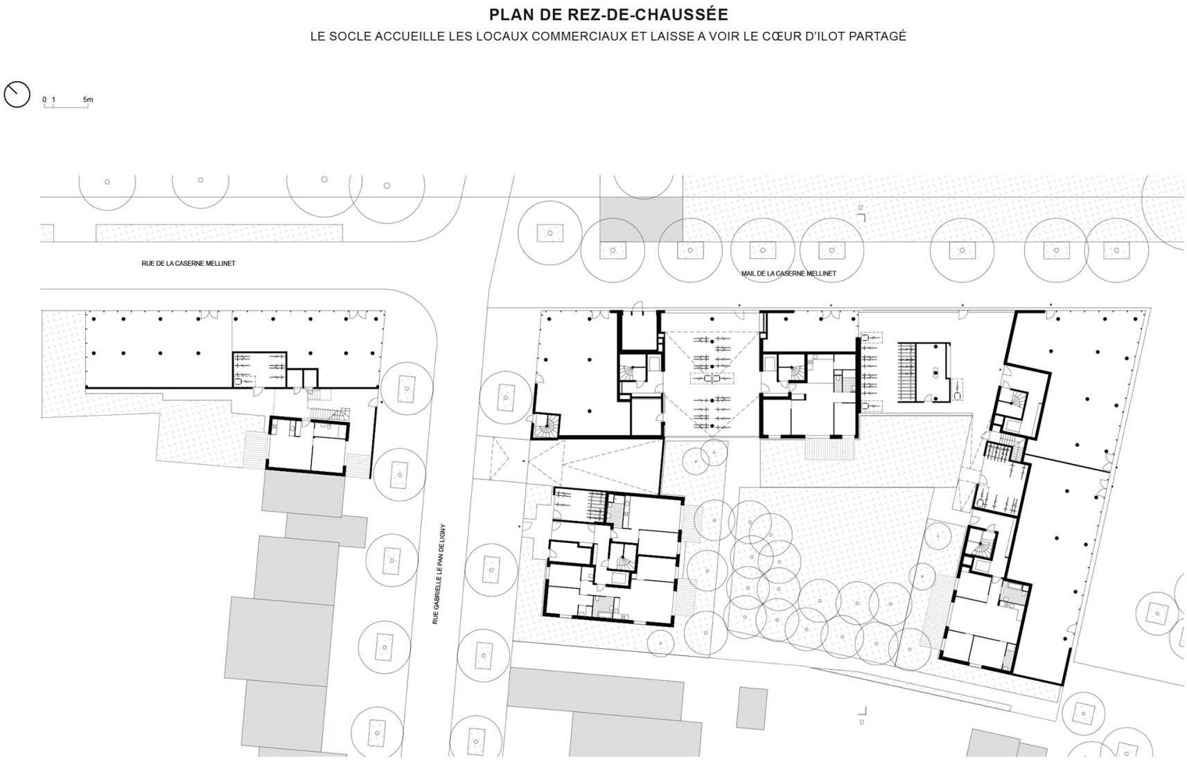 Ground floor plan. 81 housing units by Atelier d’Architecture Ramdam + Palast.