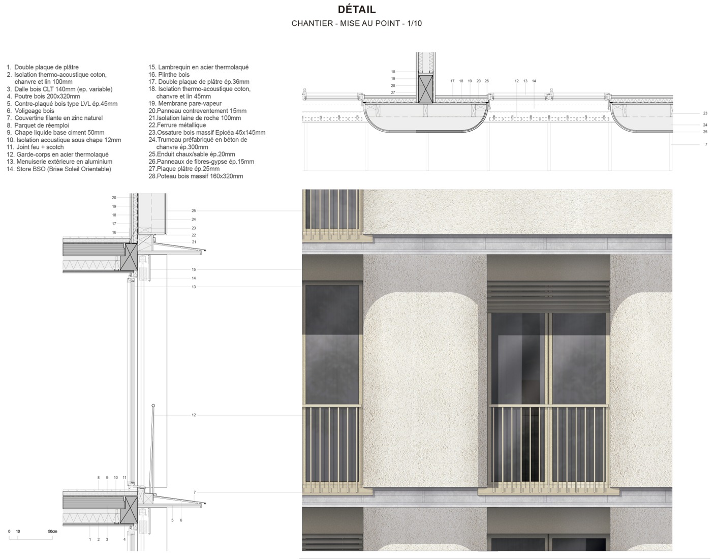 Constructive detail. 81 housing units by Atelier d’Architecture Ramdam + Palast. 