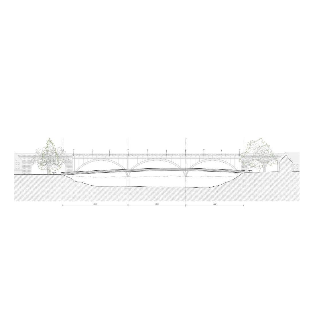 Section. Splavarska Lent Tabor Bridge by Burgos & Garrido.