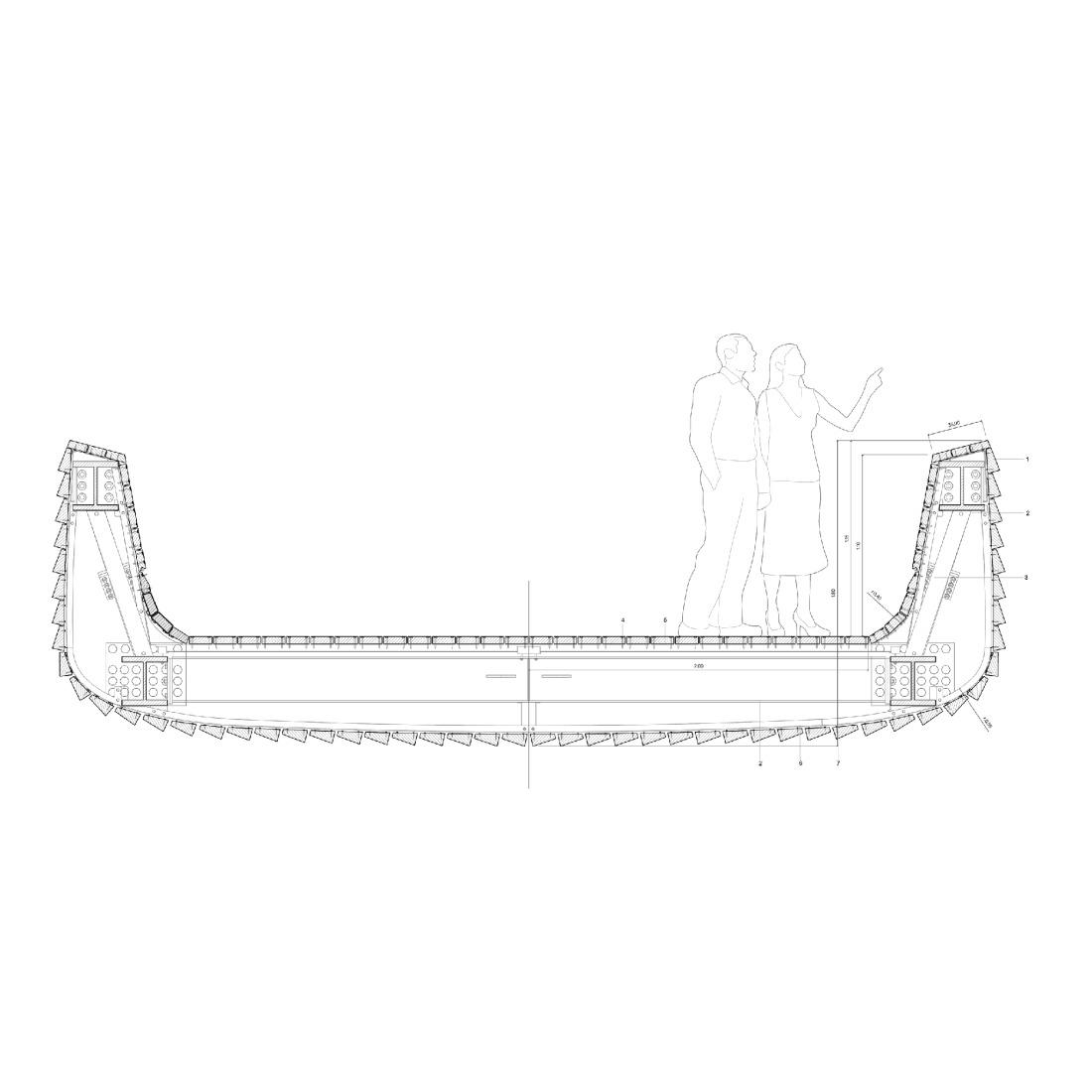 Section. Splavarska Lent Tabor Bridge by Burgos & Garrido.