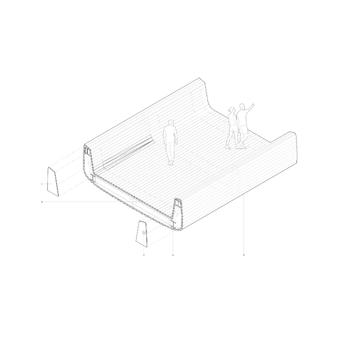 Axonometric section. Splavarska Lent Tabor Bridge by Burgos & Garrido.
