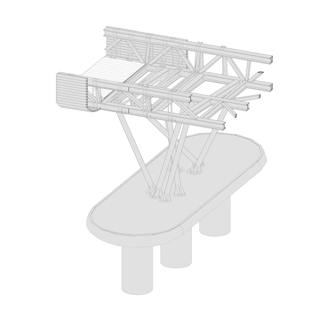 Construction details in axonometric view. Splavarska Lent Tabor Bridge by Burgos & Garrido.