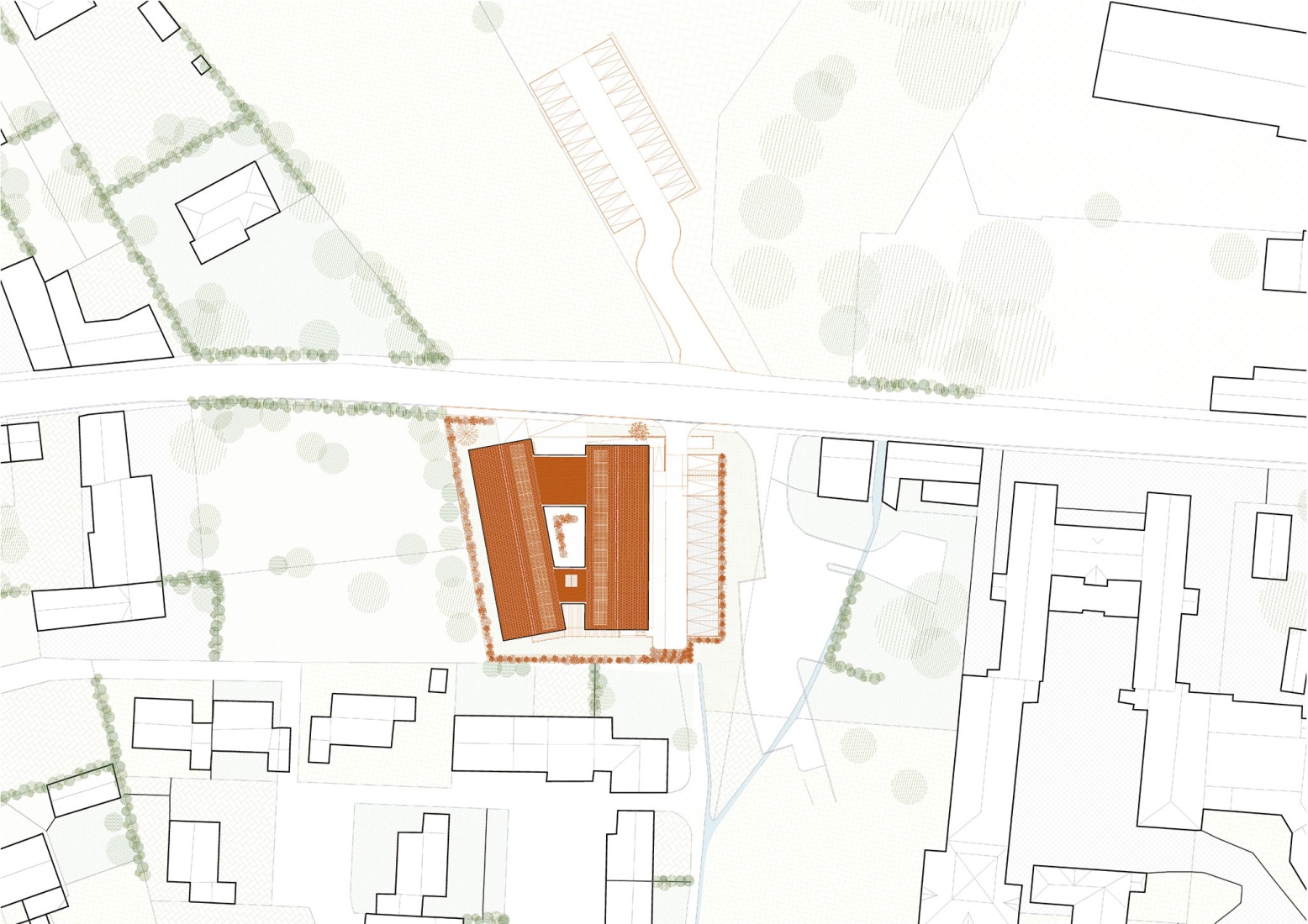 Plano de situación. Centro de salud Tremblay Val-Couesnon por Celeste.