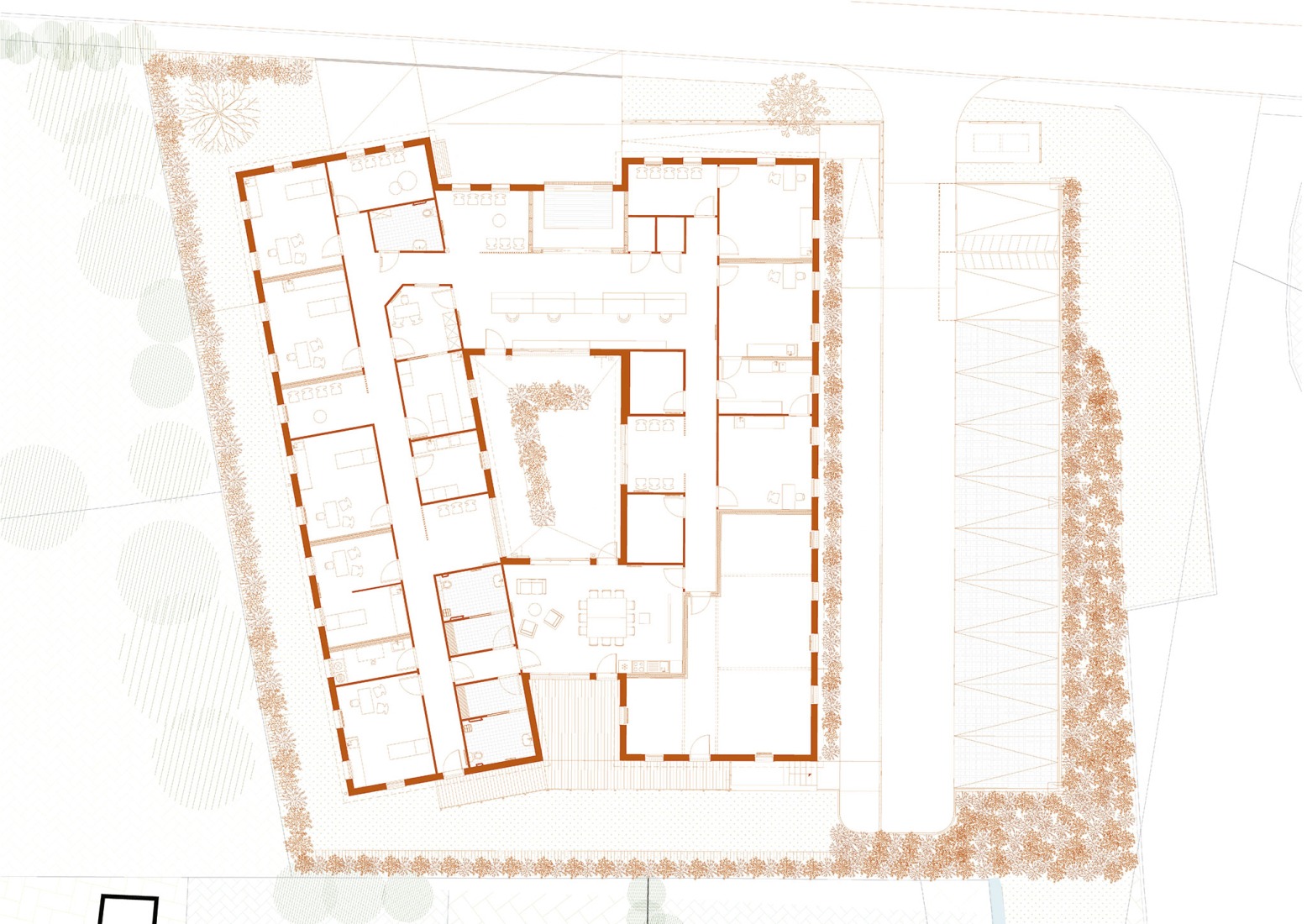 Plano de planta baja. Centro de salud Tremblay Val-Couesnon por Celeste.