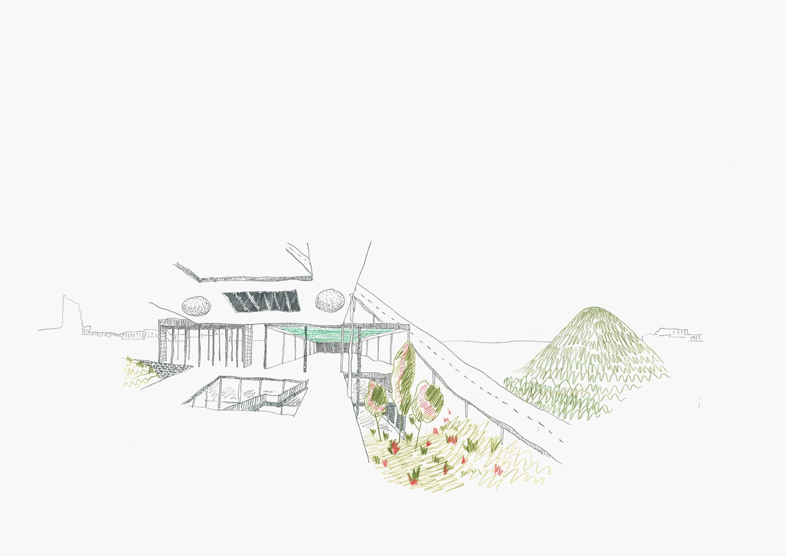 Boceto. Palacio de Exposiciones de Charleroi por architecten jan de vylder inge vinck y AgwA.