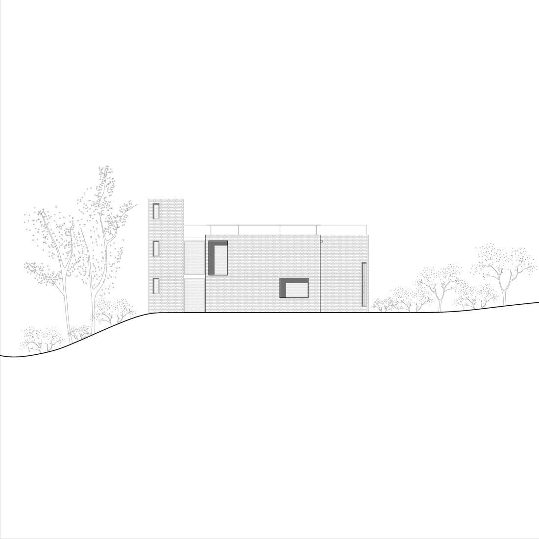 Alzado Oeste. Atelier Cambre por Esteras Perrote.