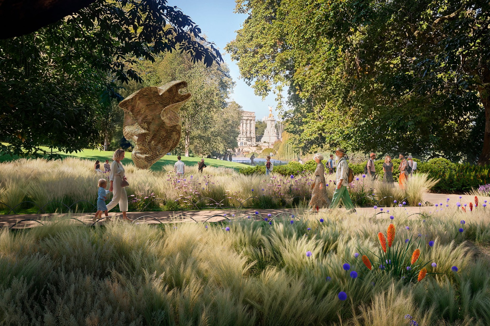 Escultura The Wind en el parque Monumento a la Reina Isabel, por Foster + Partners y equipo.