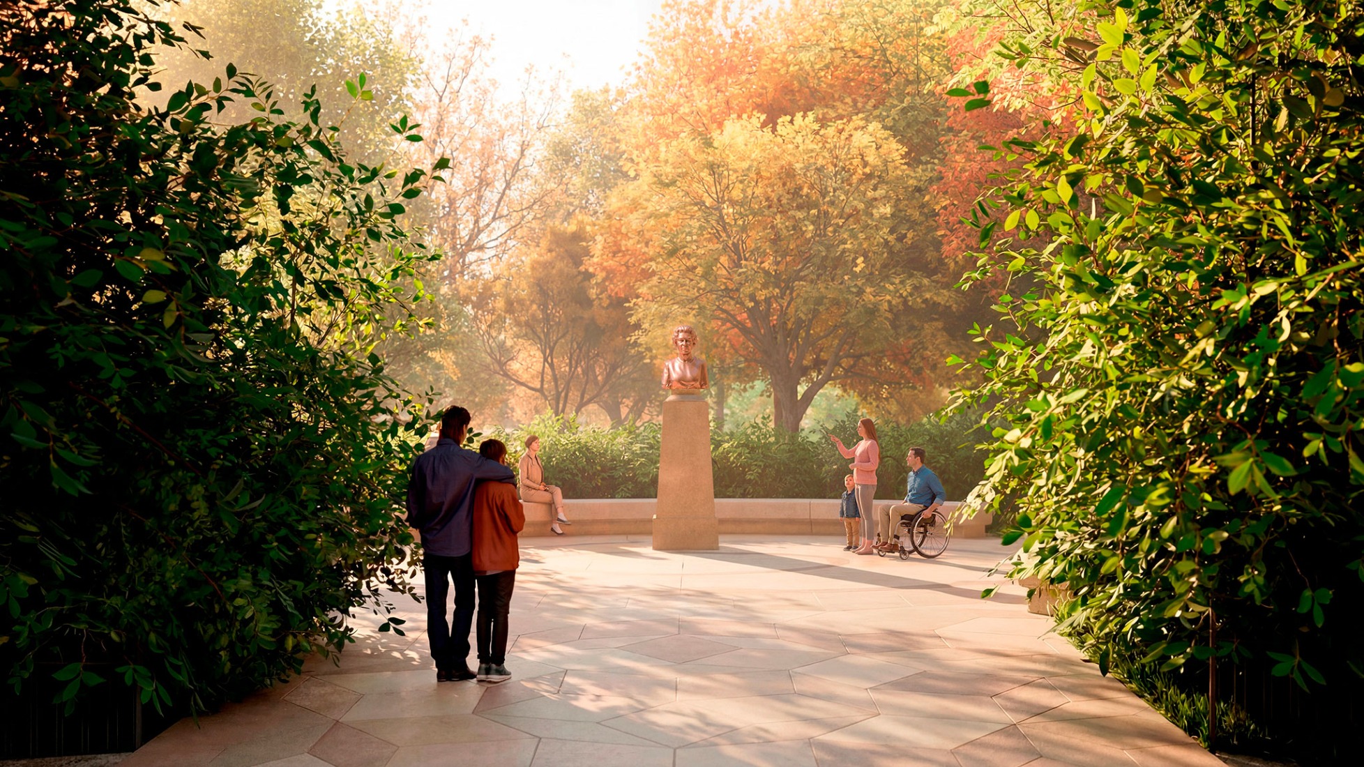 Paseo por las jaulas de pájaros en el monumento a la Reina Isabel, por Foster + Partners y su equipo.