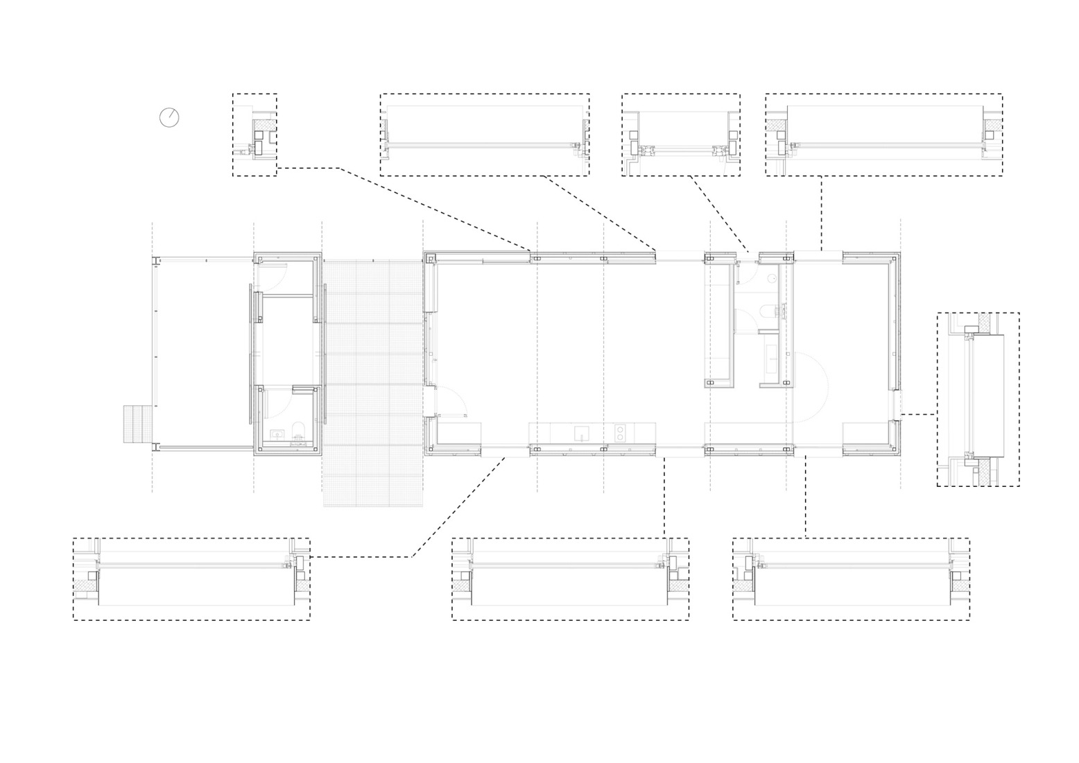 Floor plan with details. "Casa Guadalupe" by Hanghar.