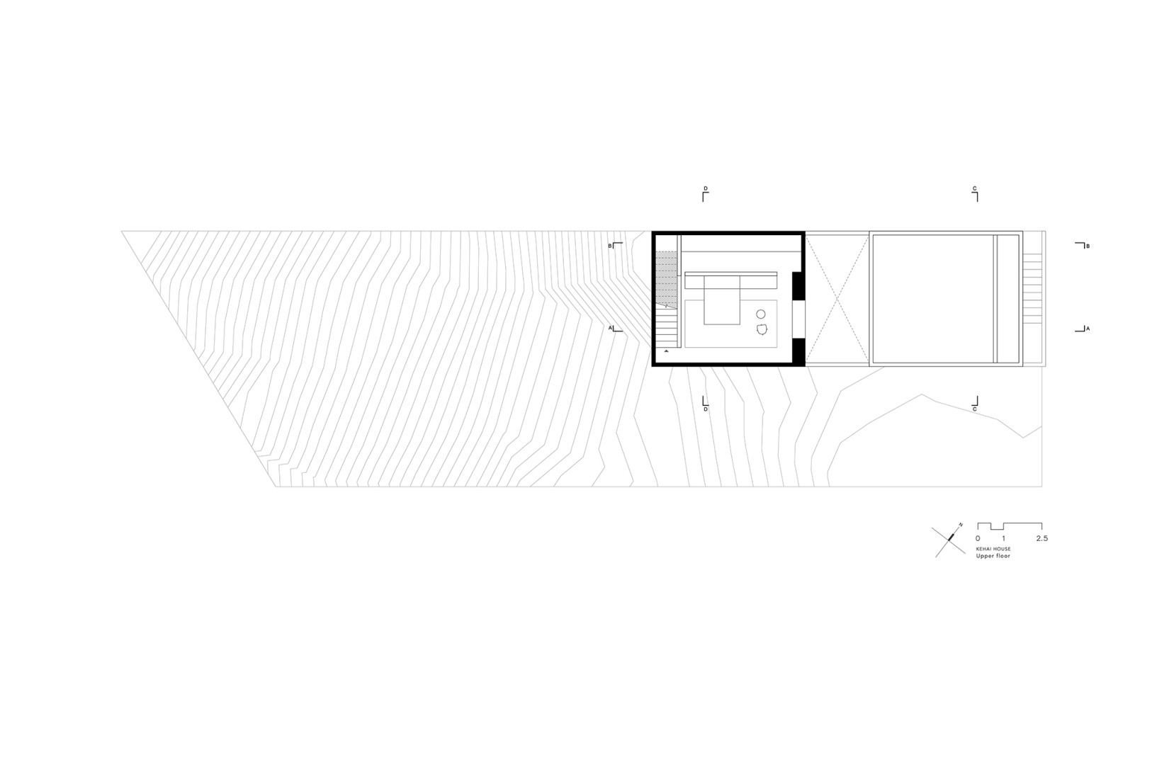 Plano de primera planta. Casa Kehai por HW Studio.