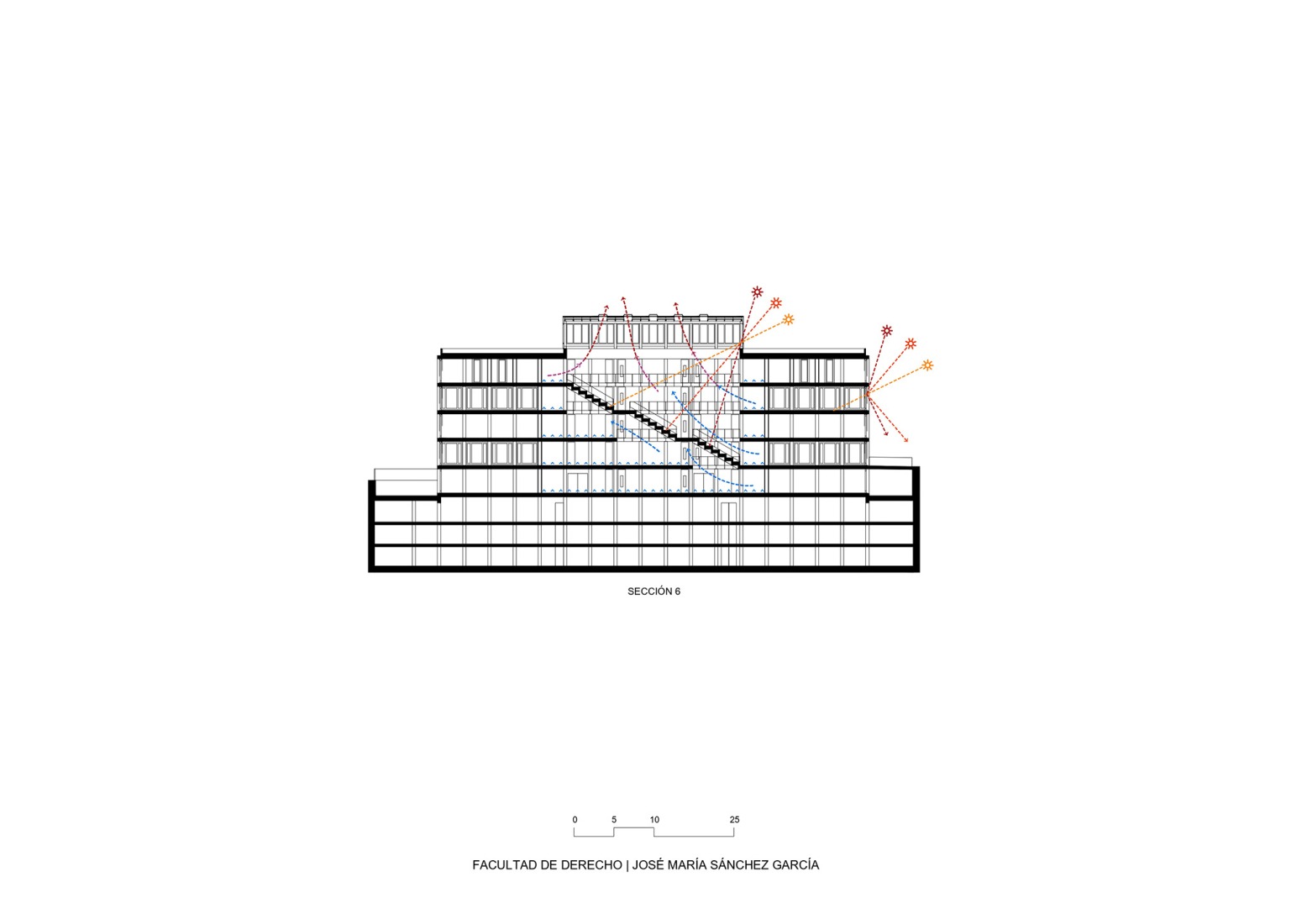 Sección. Facultad de Derecho CEU San Pablo por José María Sánchez Arquitectos.