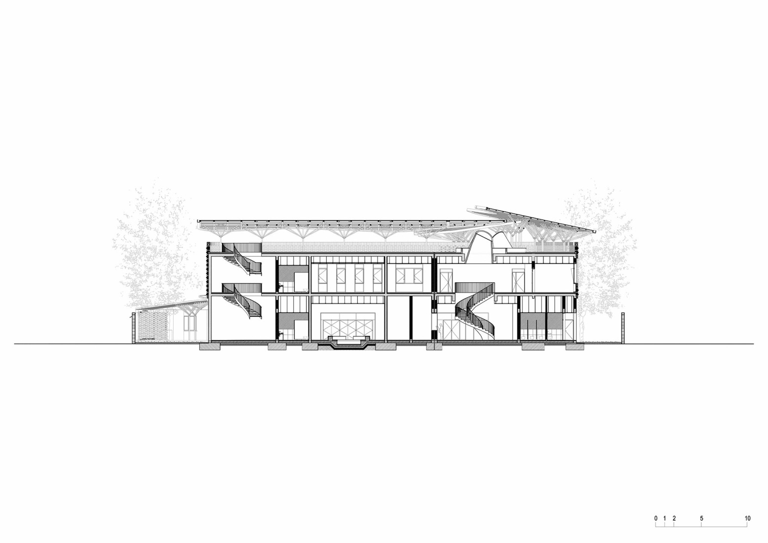 Sección. «Goethe-Institut» por Kéré Architecture.