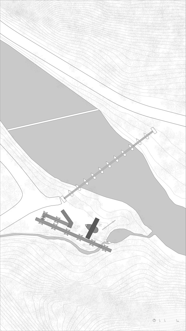 Plano de emplazamiento. Micromuseo de puentes históricos vernáculos de Huizhou por LUO studio.