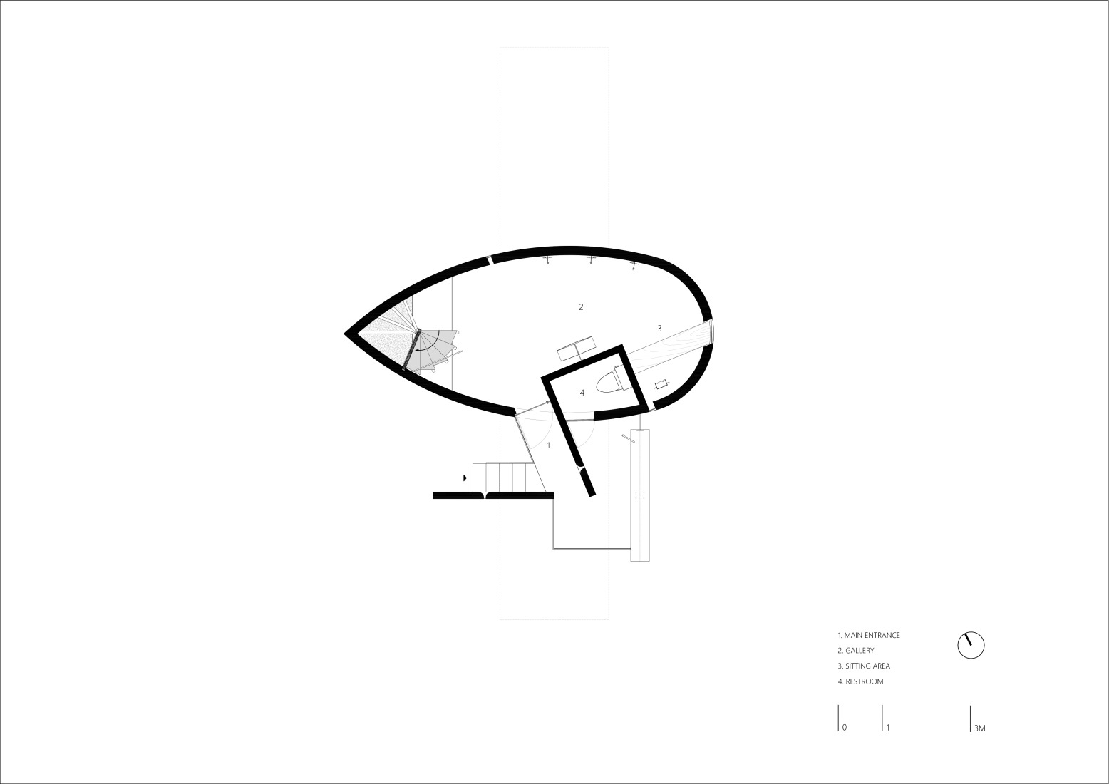 Plano de primera planta. Micromuseo de puentes históricos vernáculos de Huizhou por LUO studio.
