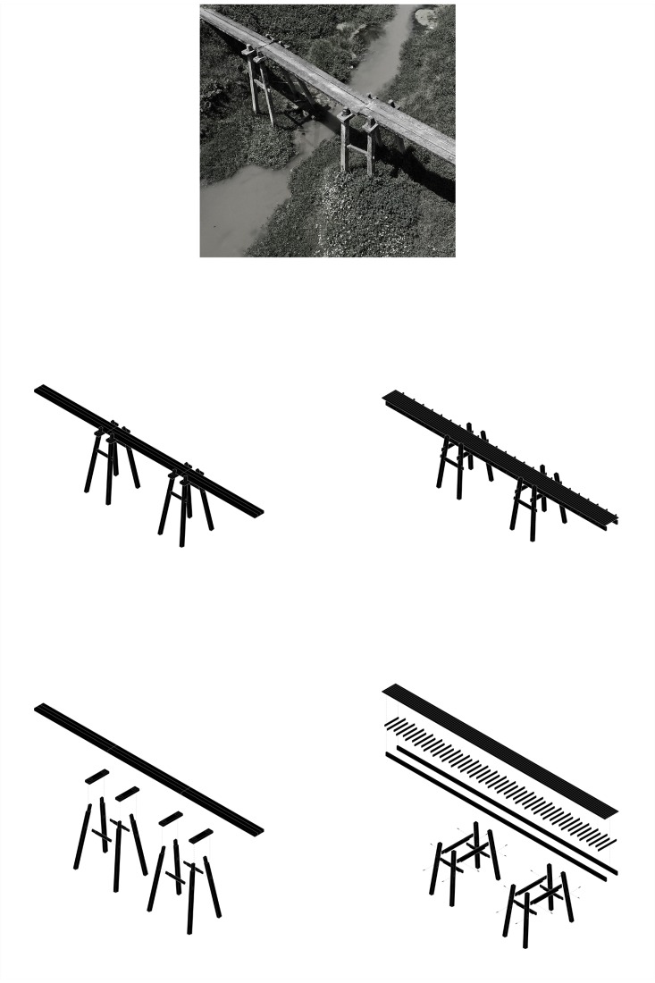 Diagrama estructural de Gaoqiao. Micromuseo de puentes históricos vernáculos de Huizhou por LUO studio.