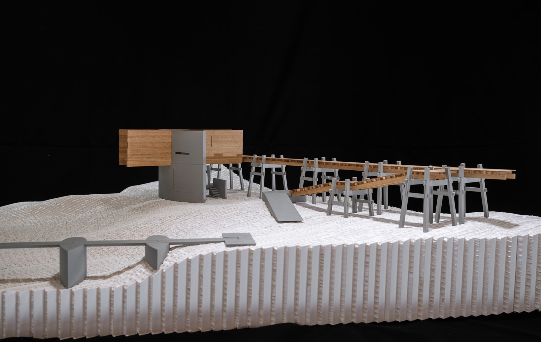 Maqueta. Micromuseo de puentes históricos vernáculos de Huizhou por LUO studio. Fotografía por Jin Weiqi.