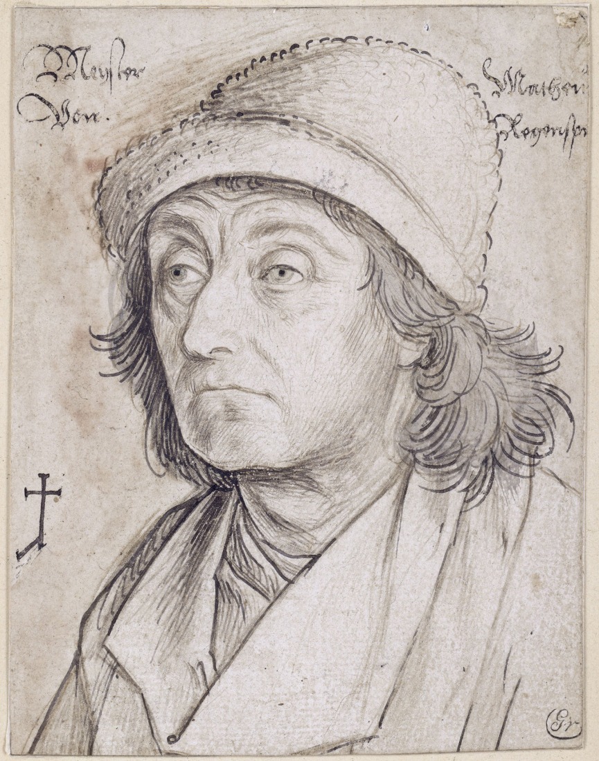 Hans Holbein el Viejo (alemán, ca. 1465–1524). Retrato del arquitecto Mathes (Matthäus) Roriczer, ca. 1490–93. Punta de plata sobre papel preparado gris blanquecino, cubierto posteriormente de forma parcial con color gris y tinta gris parduzca oscura. Kupferstichkabinett, Staatliche Museen zu Berlin (KdZ 5008). Imagen cortesía del Museo Metropolitano de Arte. 