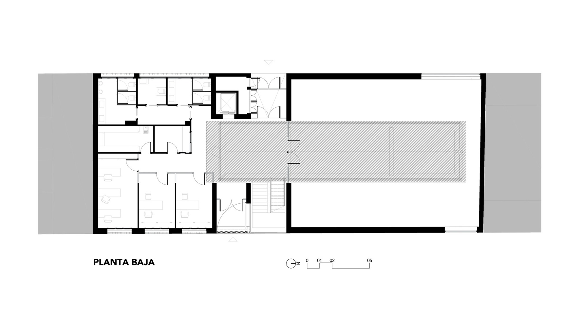 Plano de planta baja. Centro Cultural «Los Lavaderos» por Módulo Arquitectos + AMD Arquitectos.
