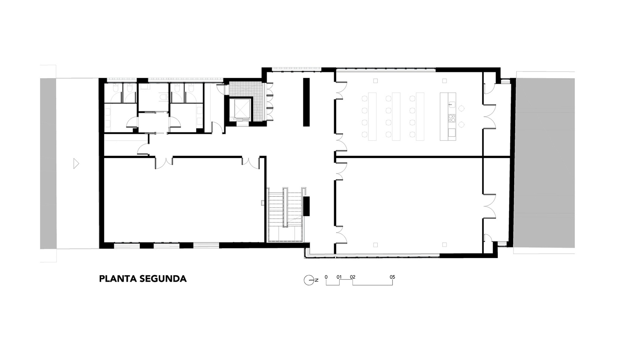 Plano de segunda planta. Centro Cultural «Los Lavaderos» por Módulo Arquitectos + AMD Arquitectos.