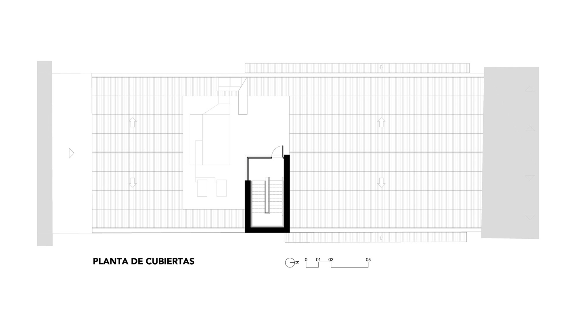 Plano de planta de cubierta. Centro Cultural «Los Lavaderos» por Módulo Arquitectos + AMD Arquitectos.