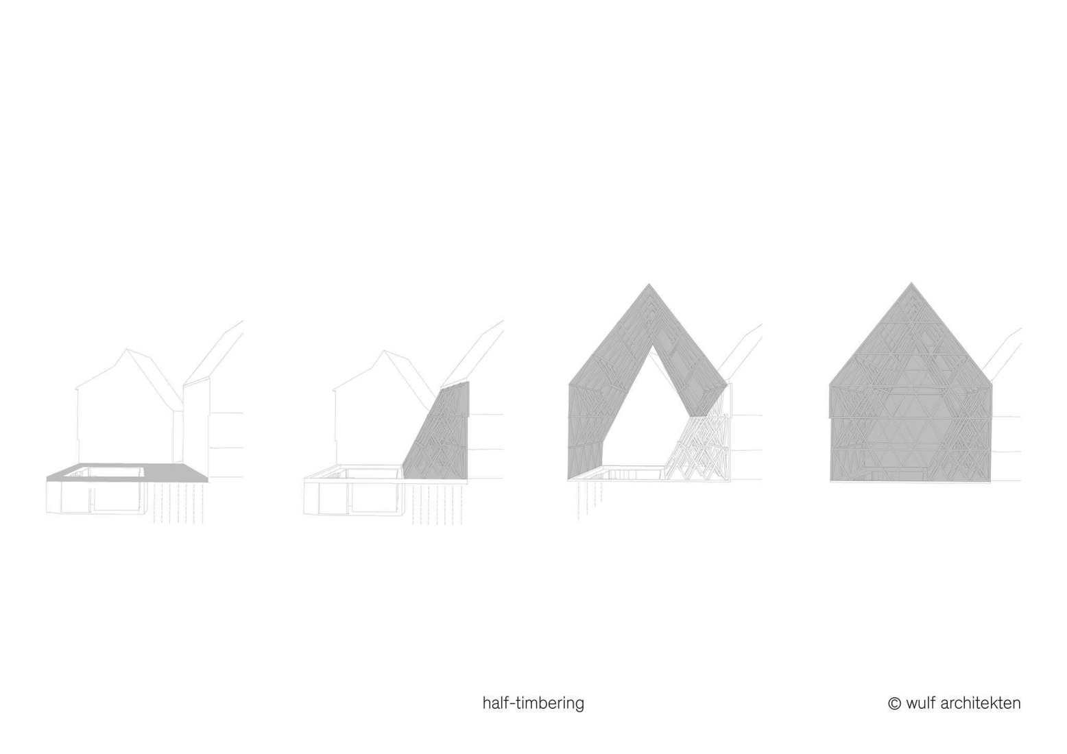 Timber structure axonometry. Historical Oberamteistraße Museum by wulf architekten.