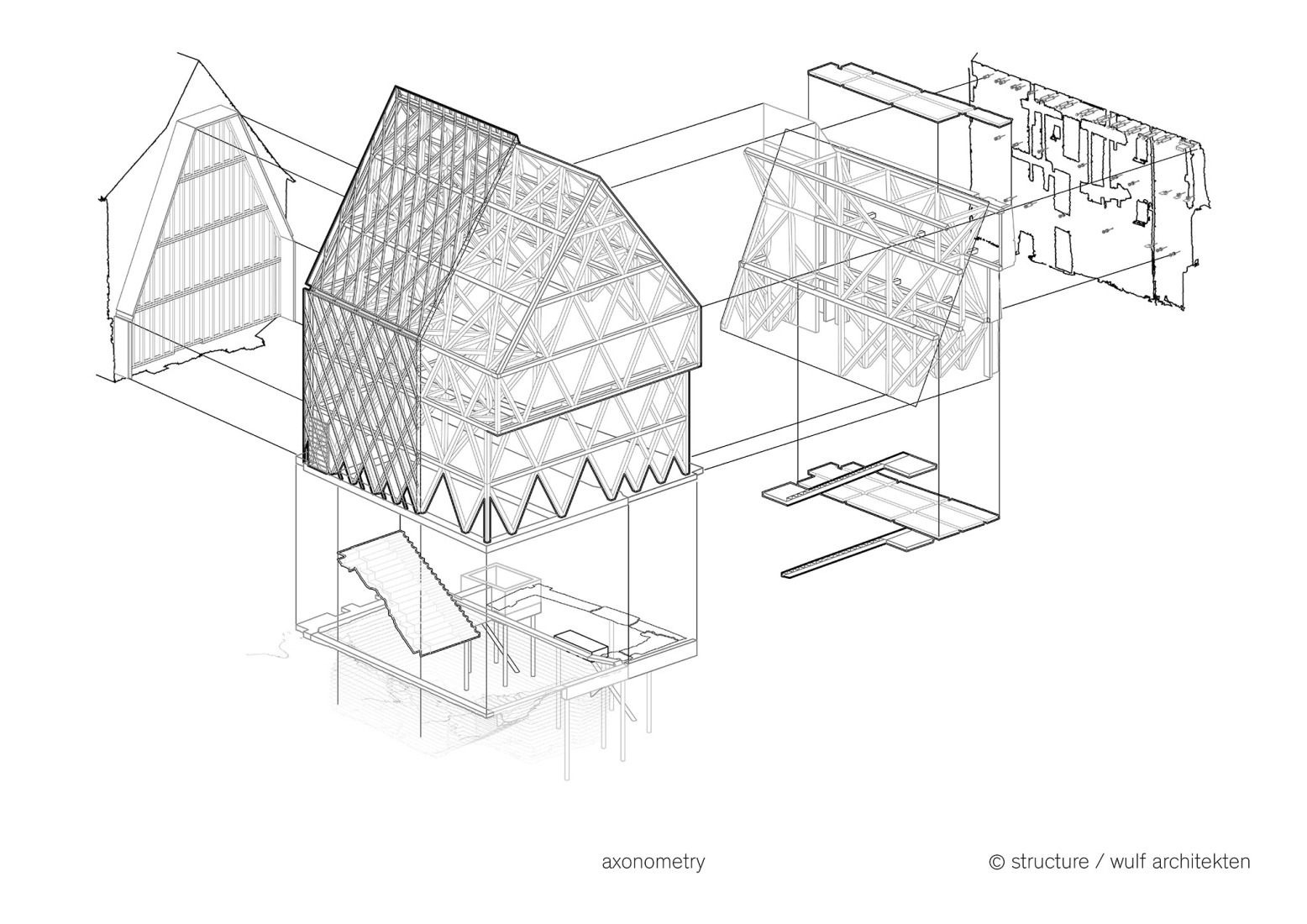 Exploded axonometry. Historical Oberamteistraße Museum by wulf architekten.
