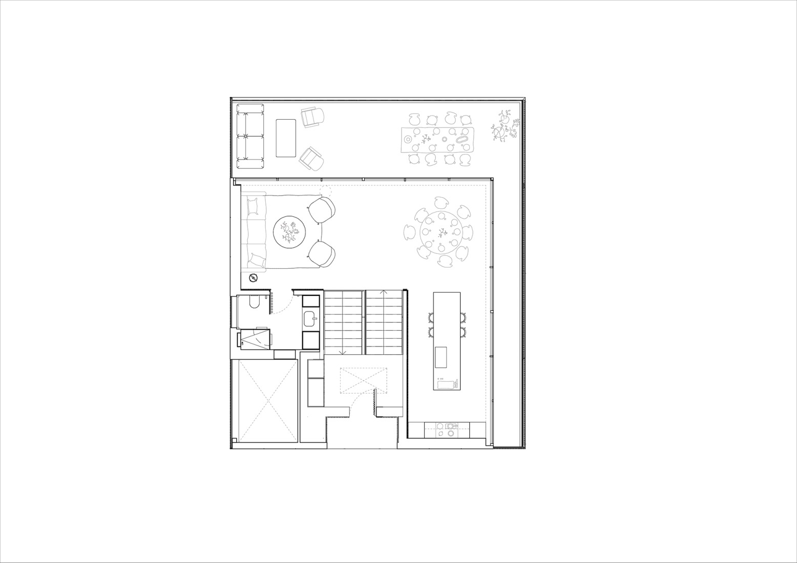 Plano de primera planta. Casa de acero por Nomo Studio.