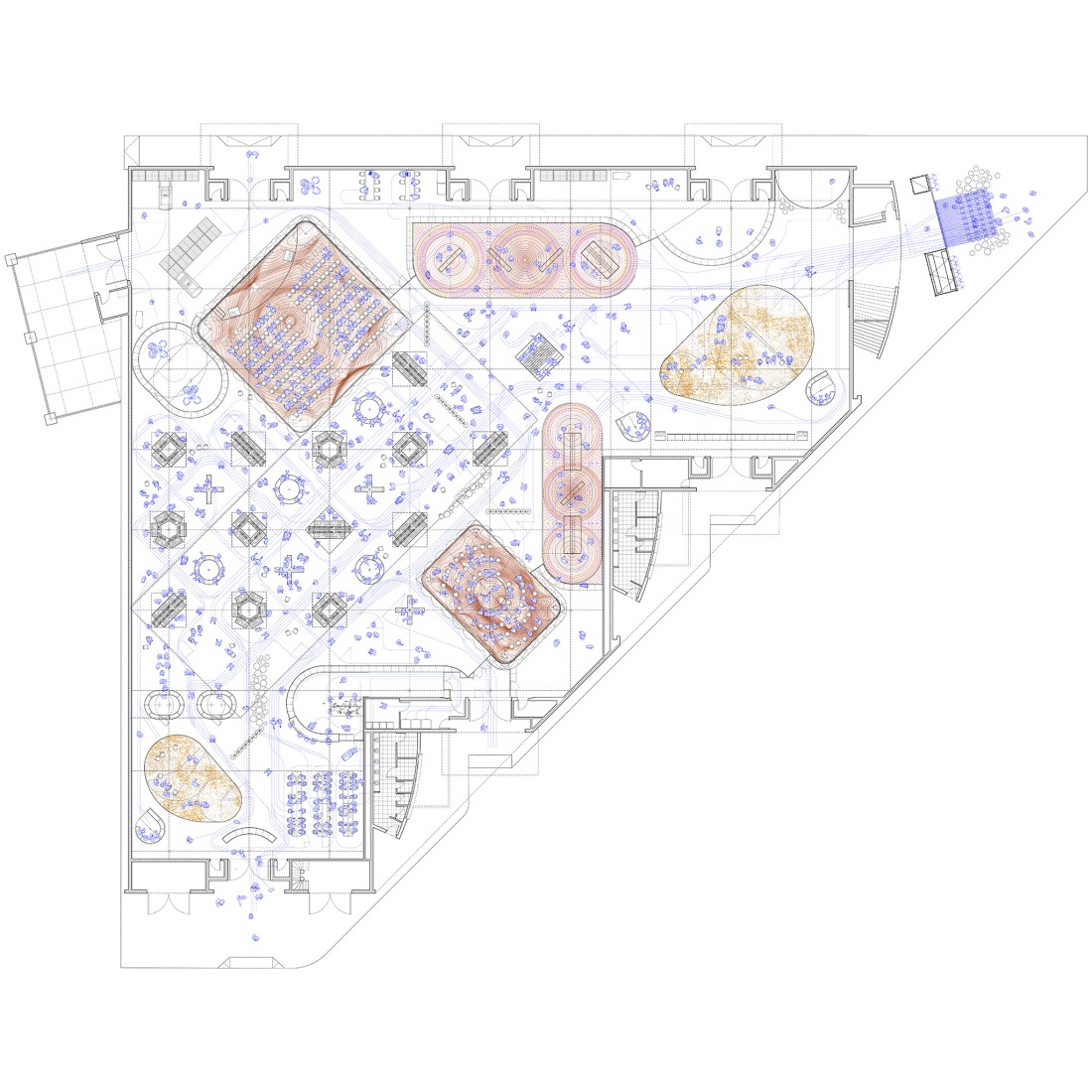Ground floor plan. The Spanish Pavilion at Filbo by Lluís Alexandre Casanovas Blanco, Paula Chalkho Rozenblum, Enrique Espinosa Pérez and Santiago Pradilla Hosie.