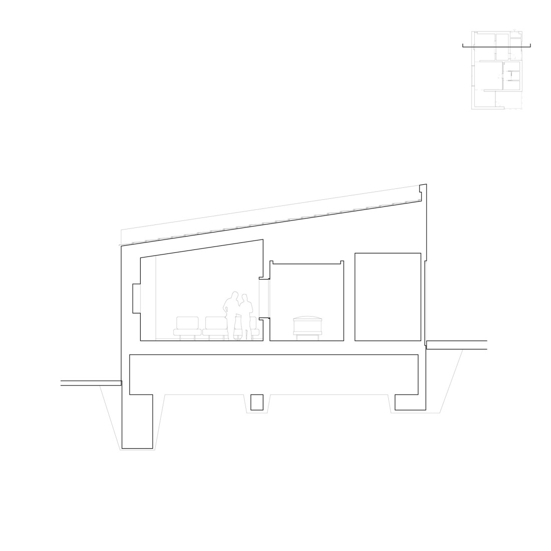 Sección. Tanatorio El Higueral por Palera arquitectos.