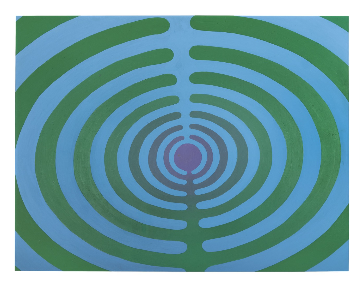 Untitled (AB.029, Continuous Form within a Form). Acrylic on Masonite, 83.8 × 109.2 cm. Private collection. Copyright 2026 Ruth Asawa Lanier, Inc., Courtesy David Zwirner.