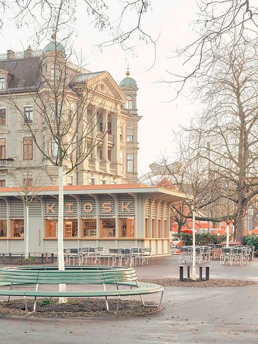 Kiosk in Bürkliplatz by Schmid Ziörjen Architects. Photograph by Lukas Murer.
