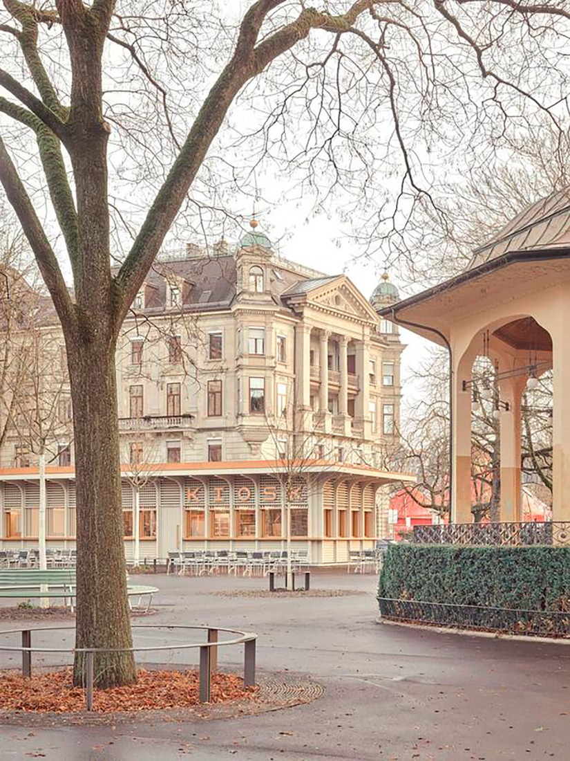 Kiosk in Bürkliplatz by Schmid Ziörjen Architects. Photograph by Lukas Murer.