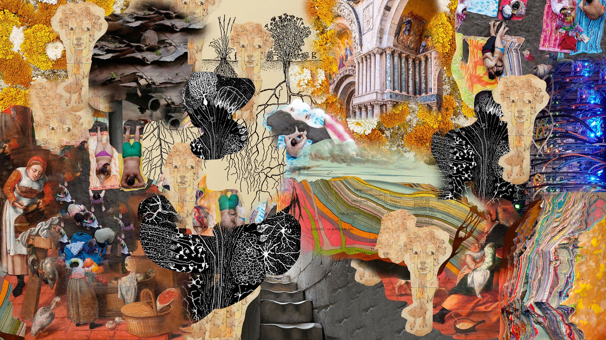 Collage of digitally manipulate images. "Becoming. Architectures for a Planet in Transition." UIA World Congress of Architects 2026 Barcelona. Imagen courtesy of UIA 2026 BCN.