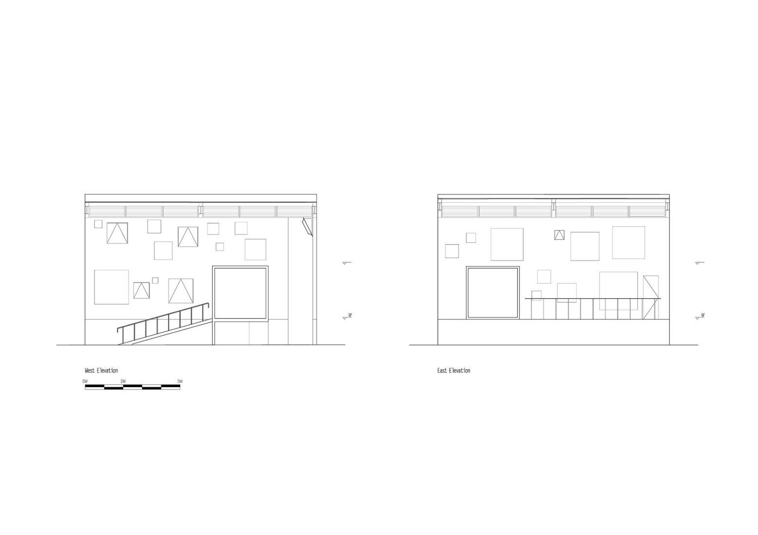 East and west elevations. "Apelron Contemporary" by Aether Architects + Archigress.