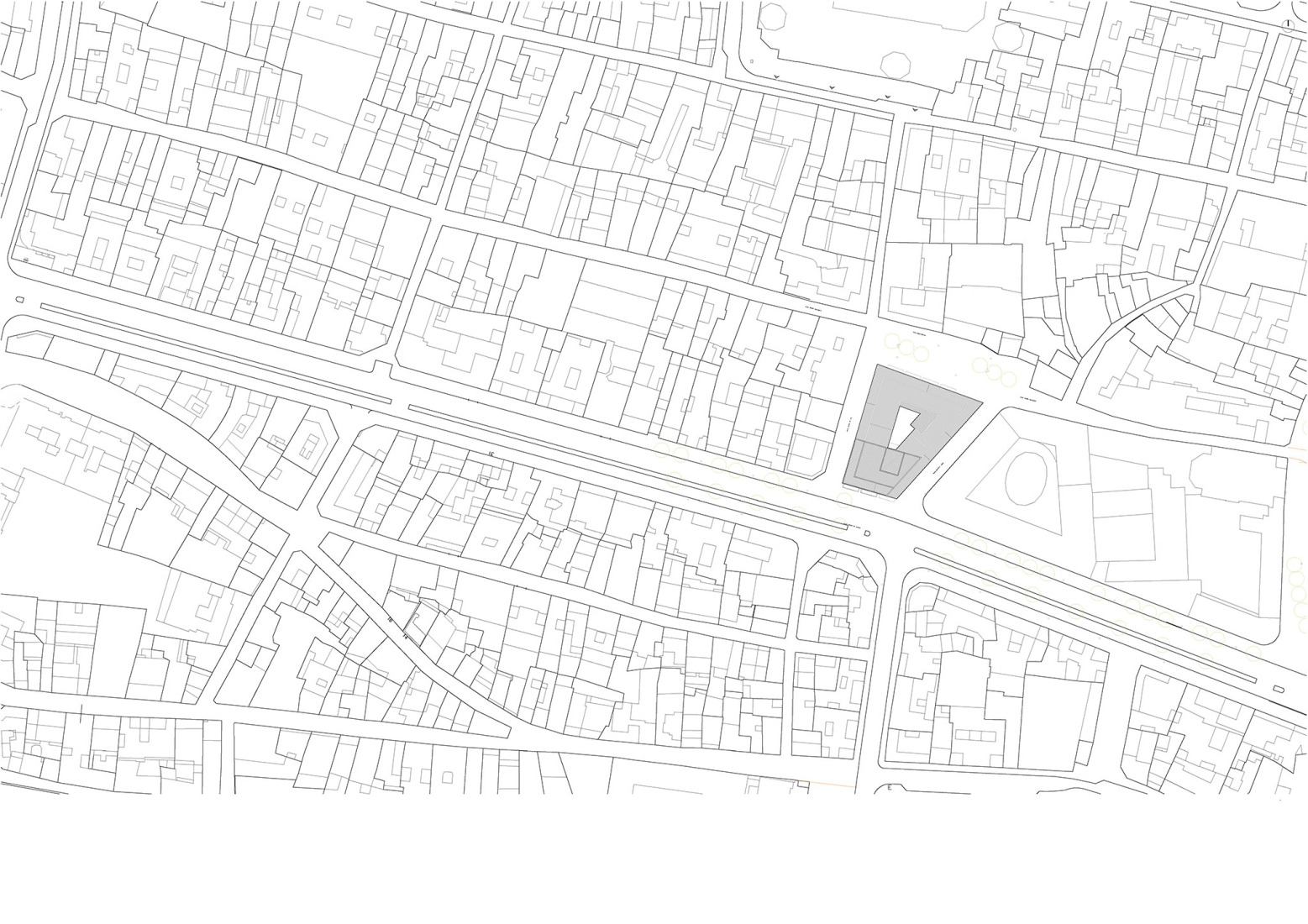 Plano de situación. 53 viviendas en Conde Aranda por Basilio Tobías.