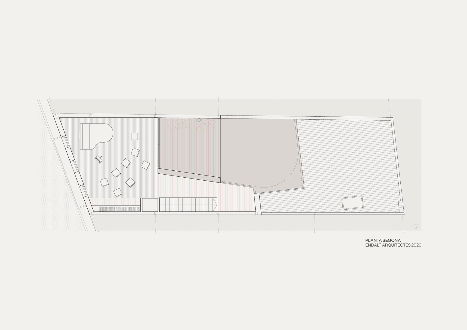 Plano de segunda planta. «Casa per a piano i violí» por ENDALT + Josep Eixerés.