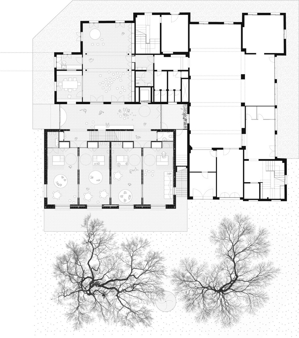 Plano de planta baja. Guardería «Casa Nostra» por Sarquella Torres + Marc Riera.