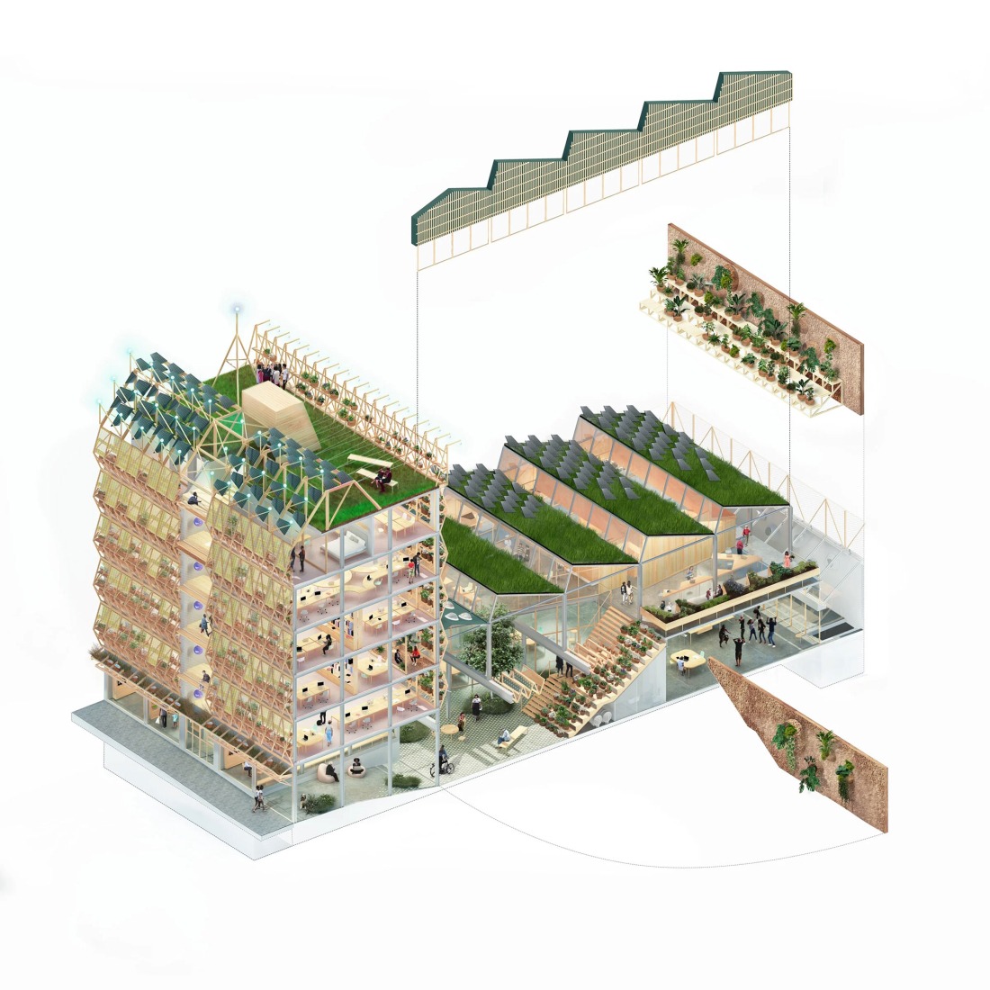 Axonometry. Building for Infinito Delicias by Husos + elii. 