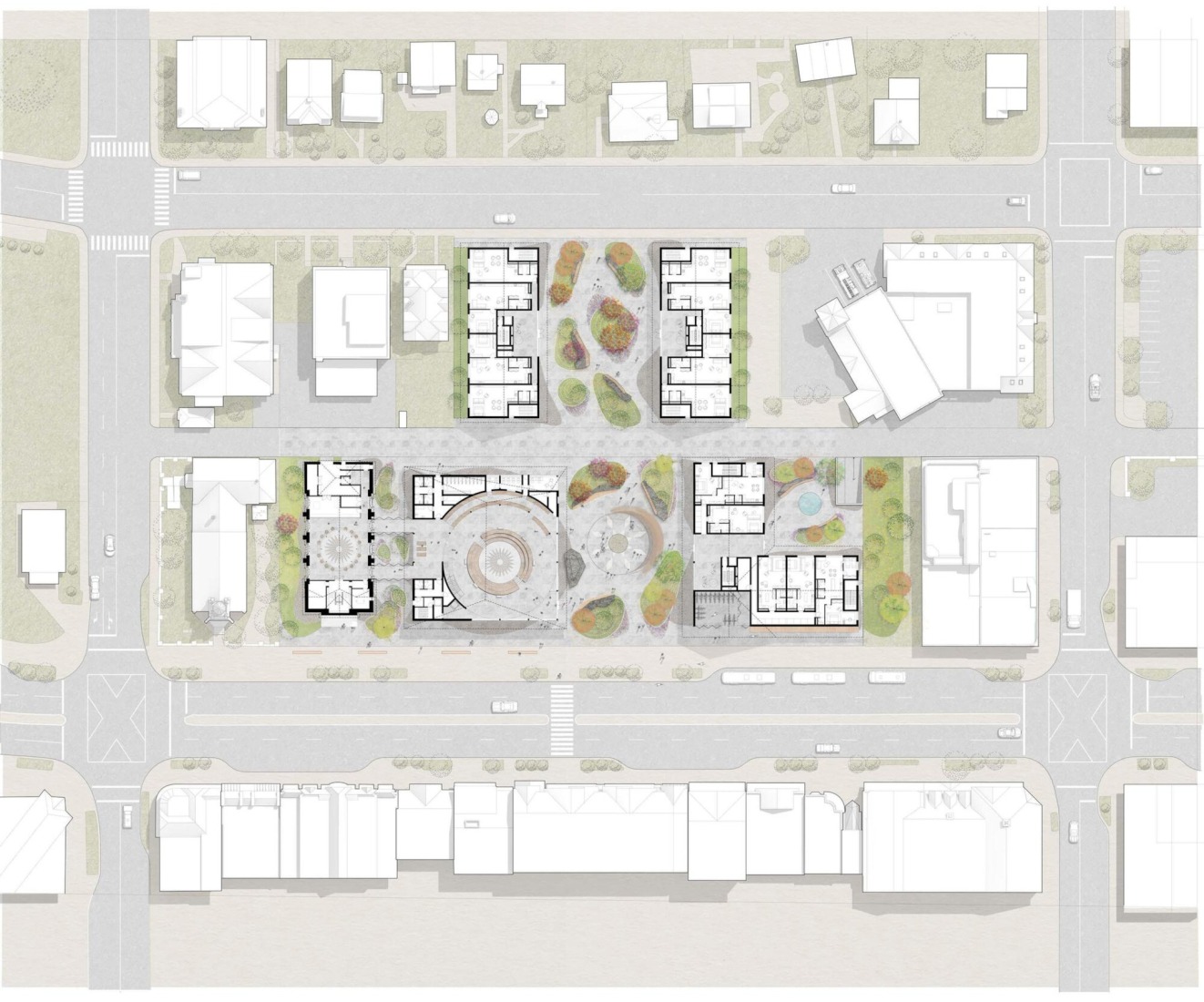 Plano de planta baja del centro de visitantes del parque nacional de Alberta por Kengo Kuma y Paul Raff.