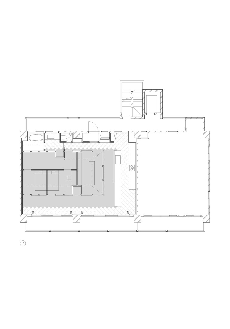 Sixth floor plan. Nakano House by KUMA & ELSA.